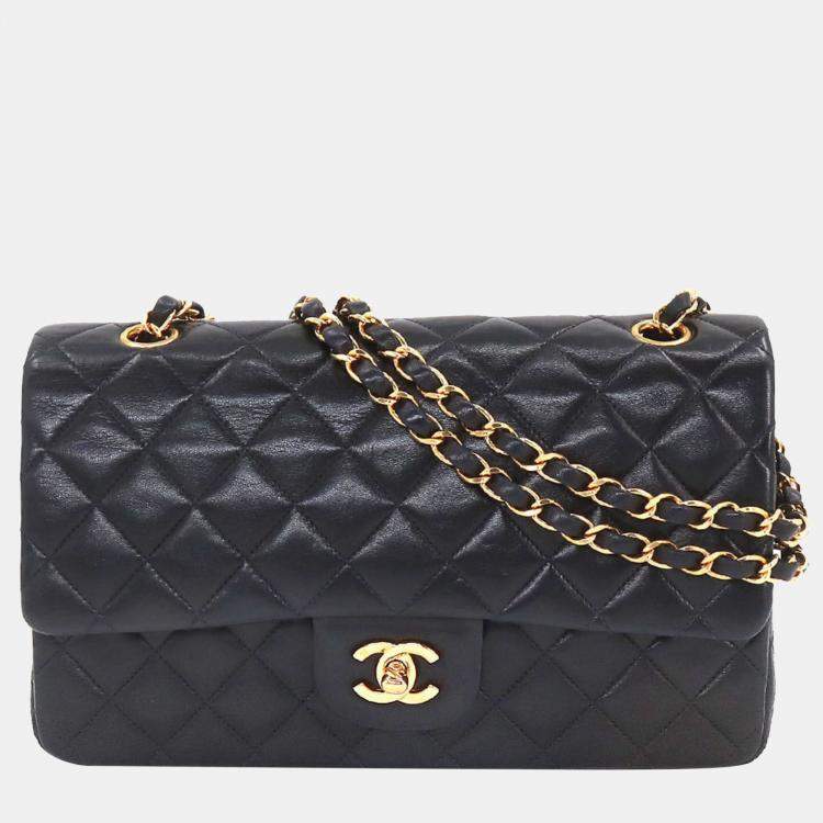 Chanel Black Leather Medium Classic Double Flap Shoulder Bag