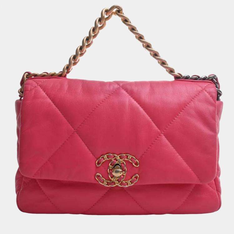 Chanel Red Leather Medium 19 Flap Shoulder Bag