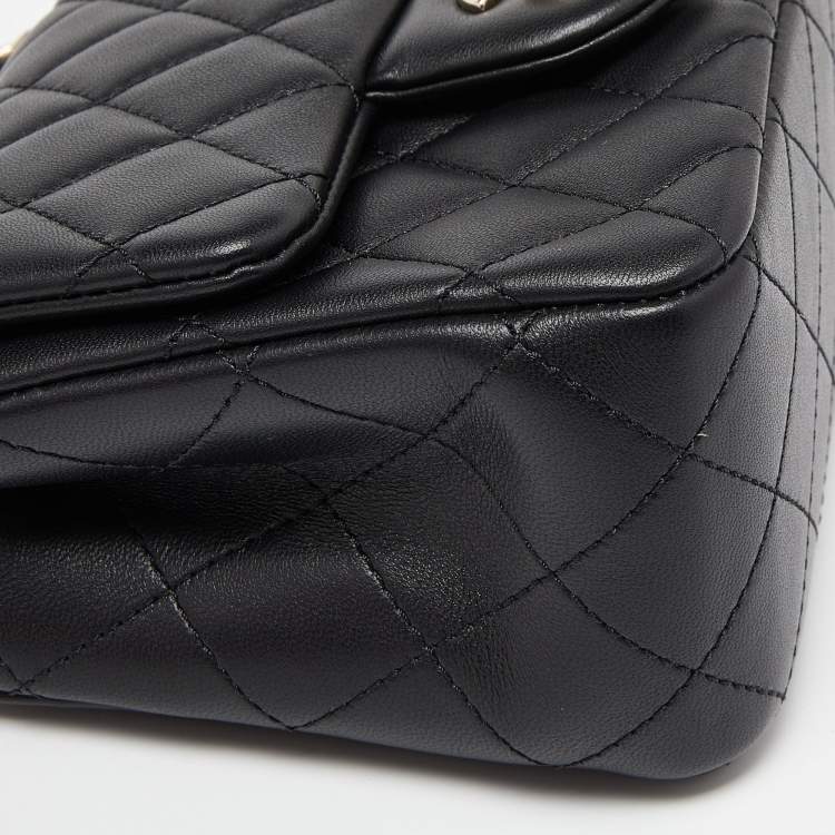 Pre Owned Chanel Black Quilted Leather Mini Square Pearl Crush Flap Bag
