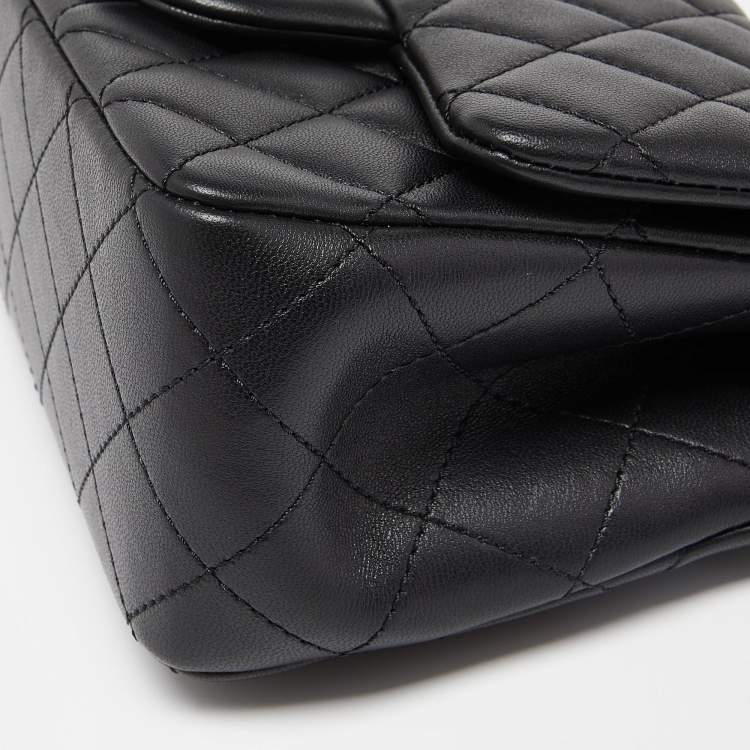 Pre Owned Chanel Black Quilted Leather Mini Square Pearl Crush Flap Bag
