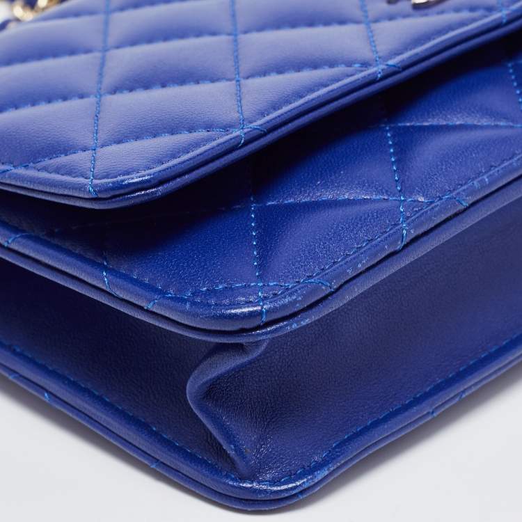 Pre Owned Chanel Blue Quilted Leather WOC Bag