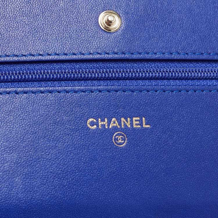 Pre Owned Chanel Blue Quilted Leather WOC Bag
