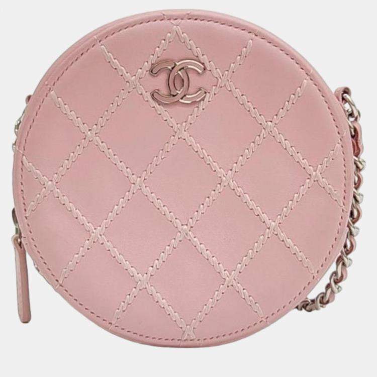 Chanel Pink Stitched Round Mini Cross Bag Chanel