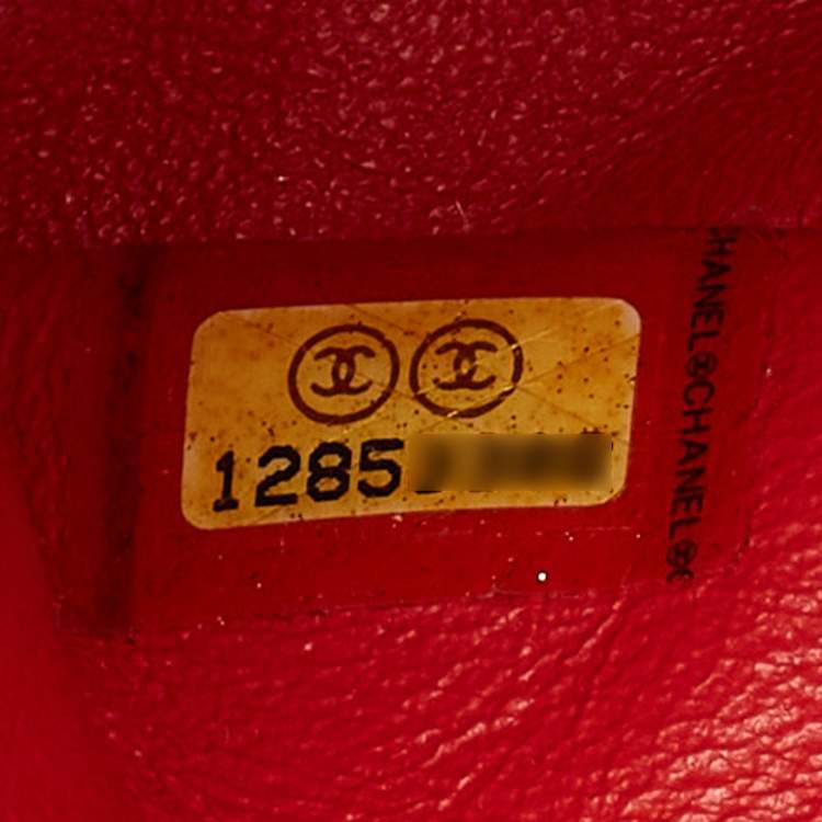 Pre Owned Chanel Red Quilted Lambskin Leather Jumbo Classic Single Flap Bag