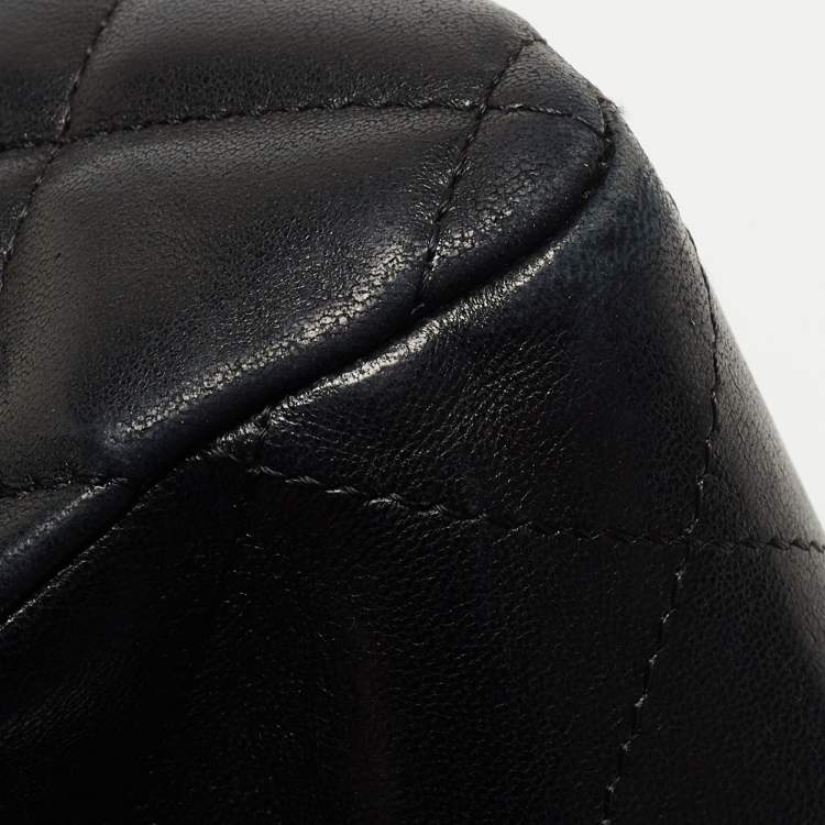 Pre Owned Chanel Black Quilted Leather Jumbo Classic Single Flap Bag
