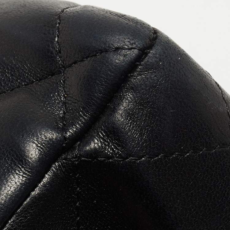 Pre Owned Chanel Black Quilted Leather Jumbo Classic Single Flap Bag