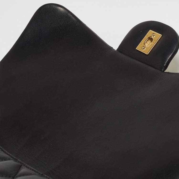 Pre Owned Chanel Black Quilted Leather Jumbo Classic Single Flap Bag