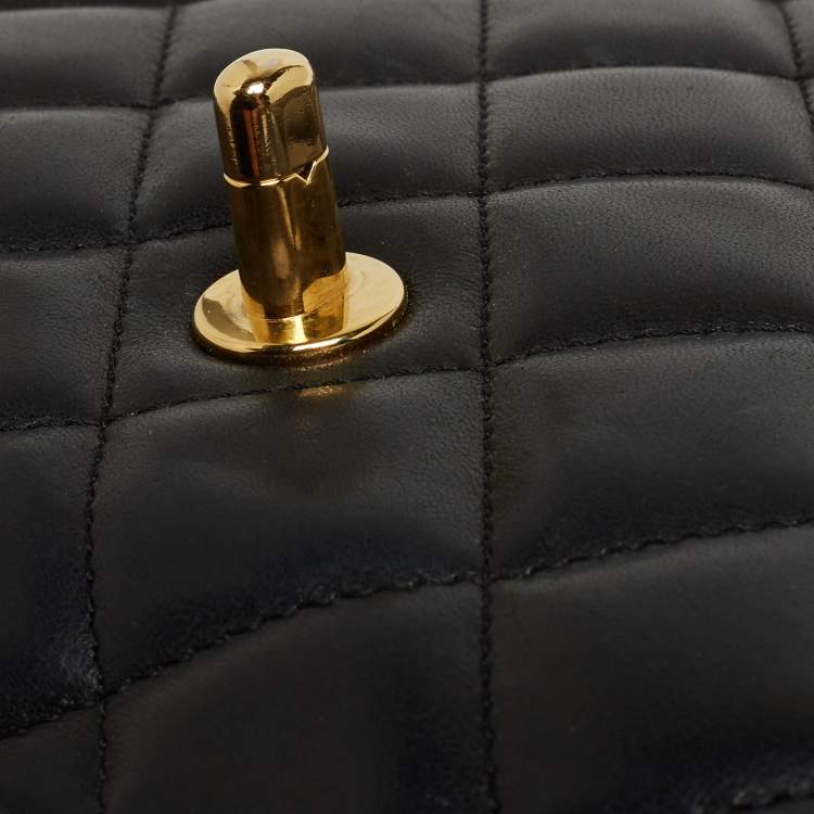 Pre Owned Chanel Black Quilted Leather Jumbo Classic Single Flap Bag