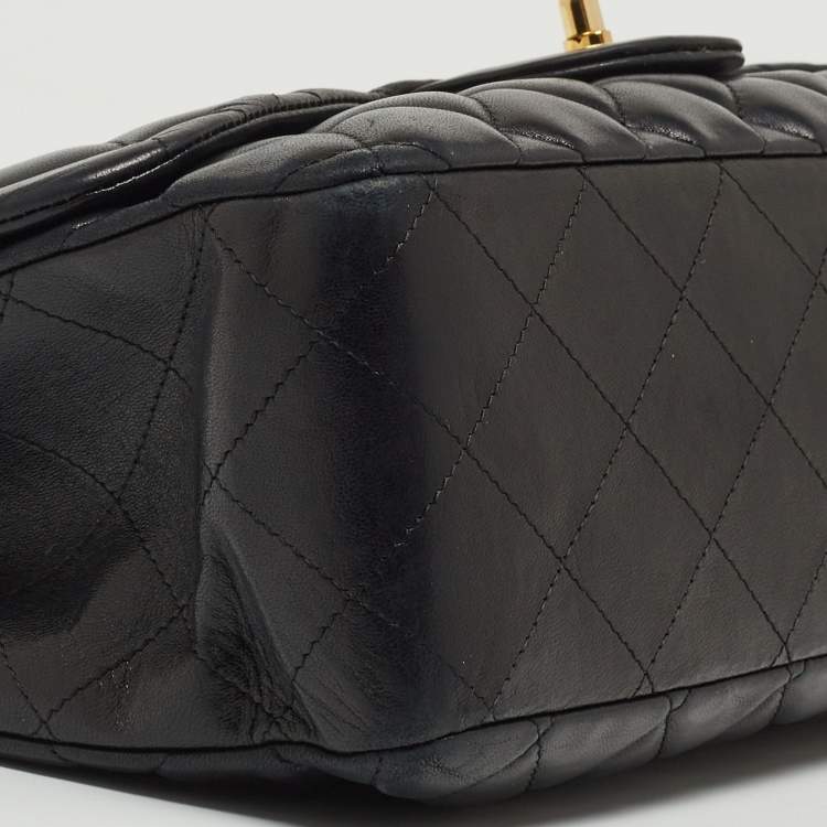 Pre Owned Chanel Black Quilted Leather Jumbo Classic Single Flap Bag