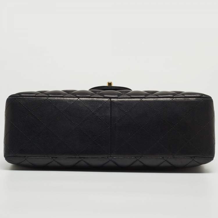 Pre Owned Chanel Black Quilted Leather Jumbo Classic Single Flap Bag