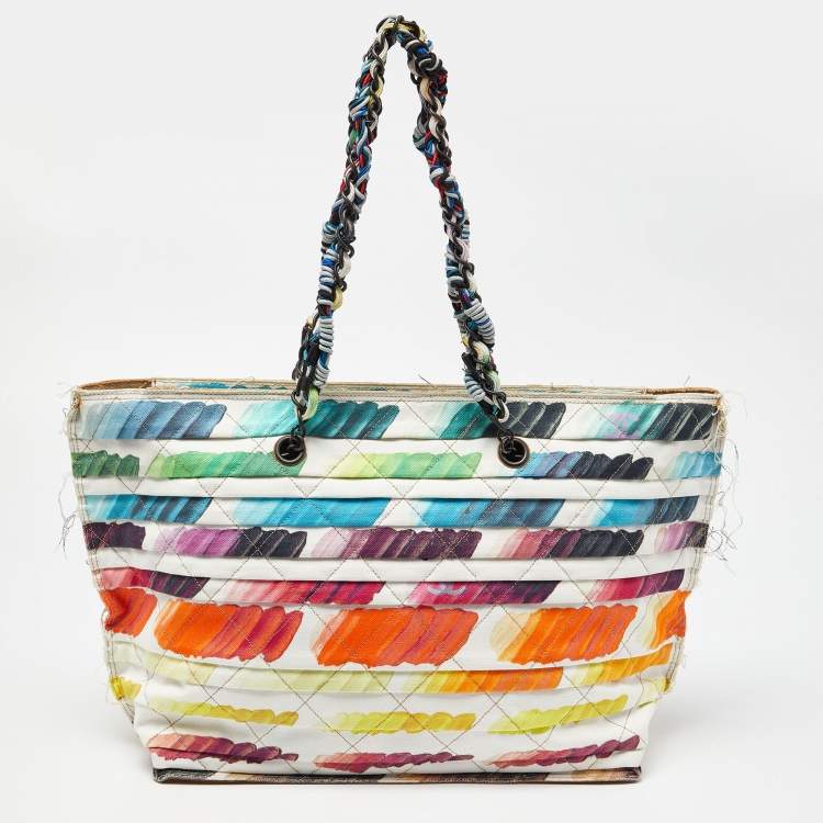Pre Owned Chanel Multicolor Colorama Canvas Shopper Tote