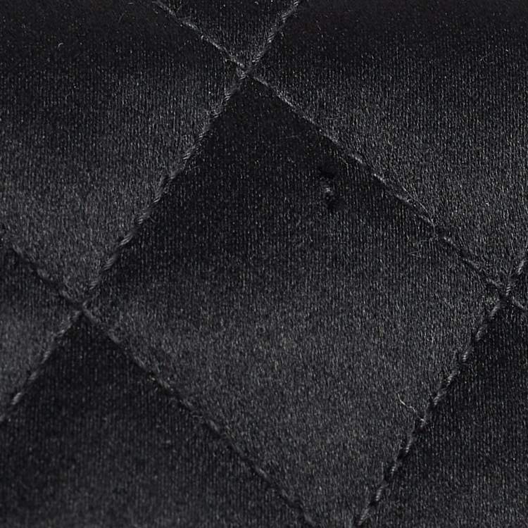 Pre Owned Chanel Black Quilted Satin Mini Classic Flap Bag 