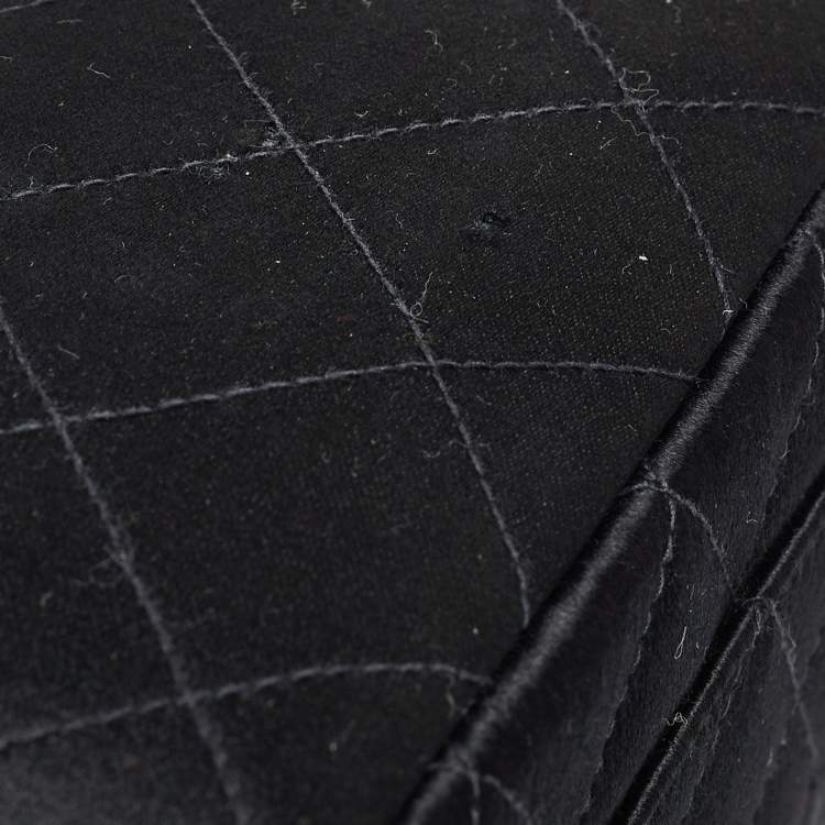 Pre Owned Chanel Black Quilted Satin Mini Classic Flap Bag 
