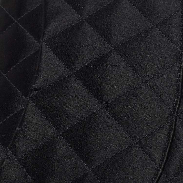 Pre Owned Chanel Black Quilted Satin Mini Classic Flap Bag 