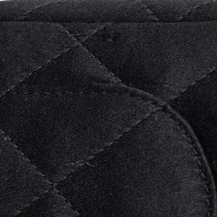 Pre Owned Chanel Black Quilted Satin Mini Classic Flap Bag 