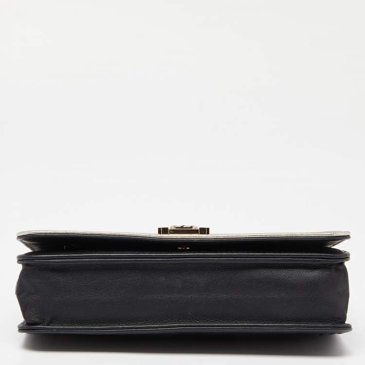 Pre Owned Chanel Black/Gold Leather Boy Wallet On Chain