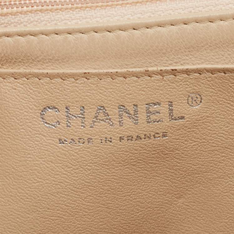 Pre Owned Chanel Beige Quilted Caviar Leather Jumbo Classic Single Flap Bag