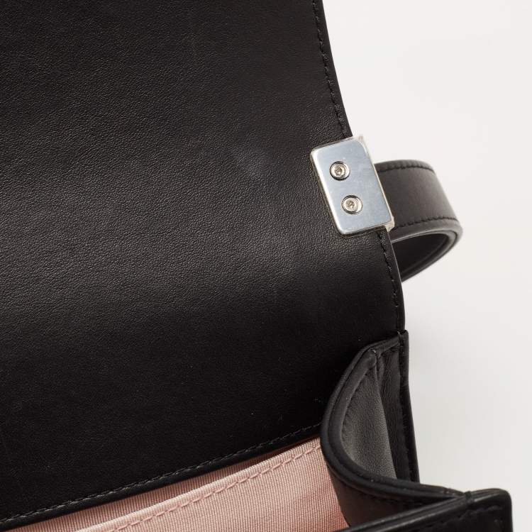 Pre Owned Chanel Black Chevron Caviar and Leather Medium Pearl Boy Flap Bag