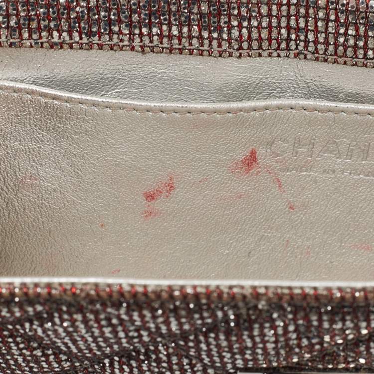 Pre Owned Chanel Silver Quilted Glitter Fabric Reissue Flap Bag