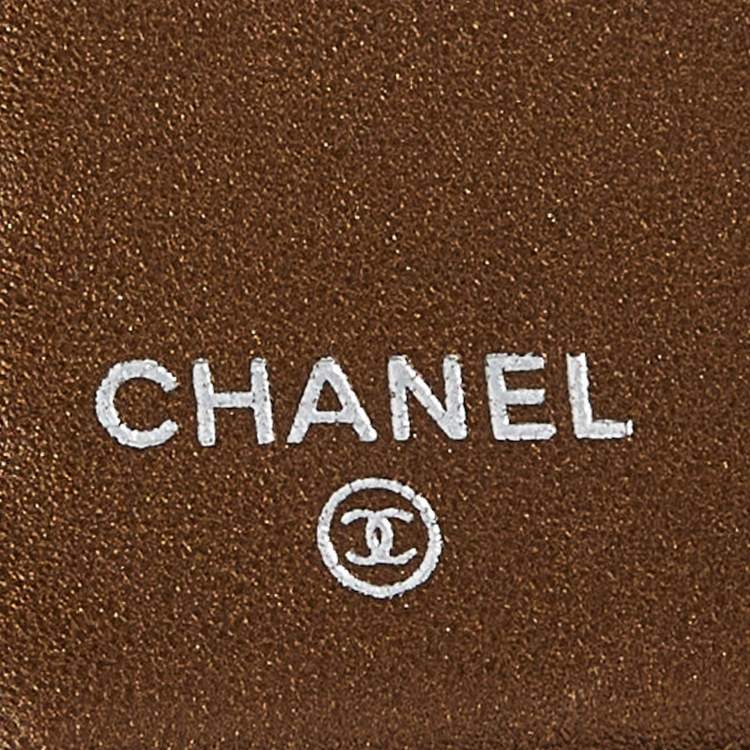 Pre Owned Chanel Metallic Brown Quilted Leather L Yen Wallet