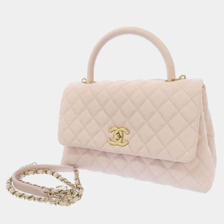 Chanel Pink Caviar Leather Coco Top Handle Bag Chanel