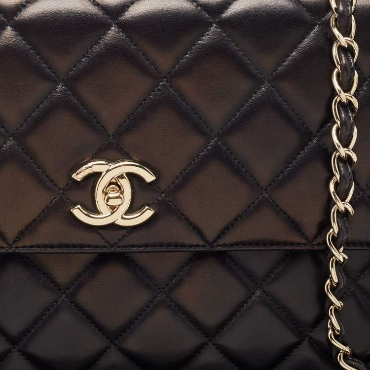 Pre Owned Chanel Black Quilted Leather Large Trendy CC Top Handle Bag