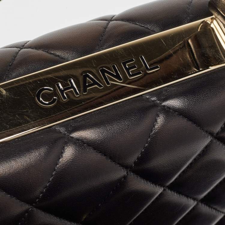 Pre Owned Chanel Black Quilted Leather Large Trendy CC Top Handle Bag