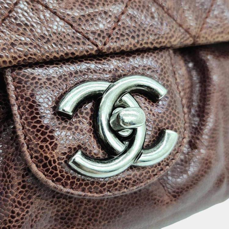 Pre Owned Chanel Burgundy Leather Elastic CC Flap Bag 