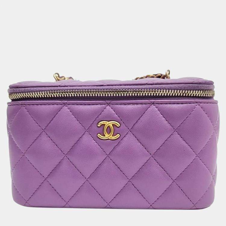 Chanel Purple Leather Small Vanity Case Shoulder Bag