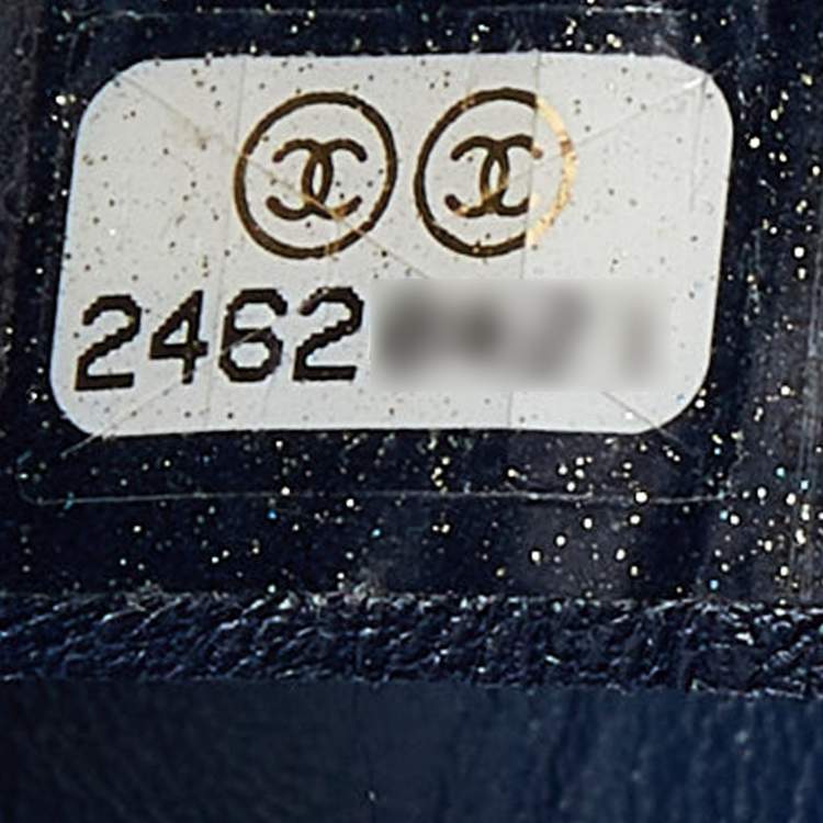 Pre Owned Chanel Blue Chevron Leather Flap Top Handle Bag