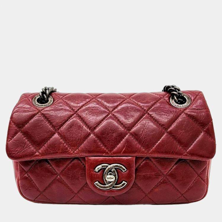 chanel red leather purse vintage