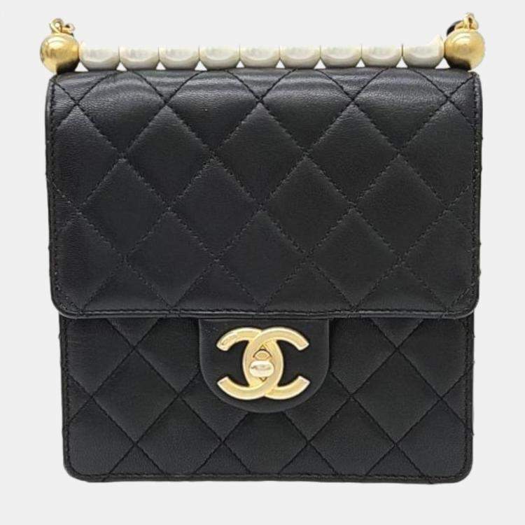 Chanel Black Quilted Goatskin Chic Pearls Crossbody ref.614078