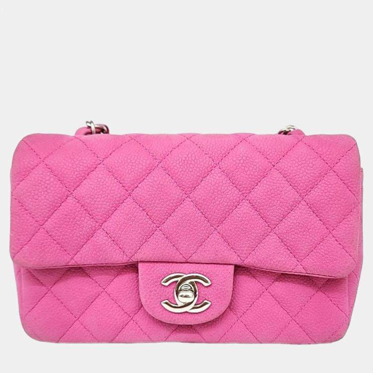 Chanel Pink Caviar Leather Mini Rectangular Easy Flap Shoulder Bag Chanel