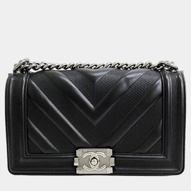 Chanel Black Lambskin Leather Perforated Medium Boy Shoulder Bag Chanel |  The Luxury Closet