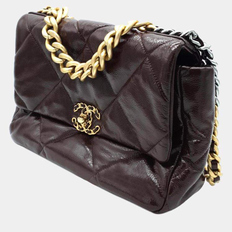 Chanel Burgundy Leather Small 19 Flap Shoulder Bag