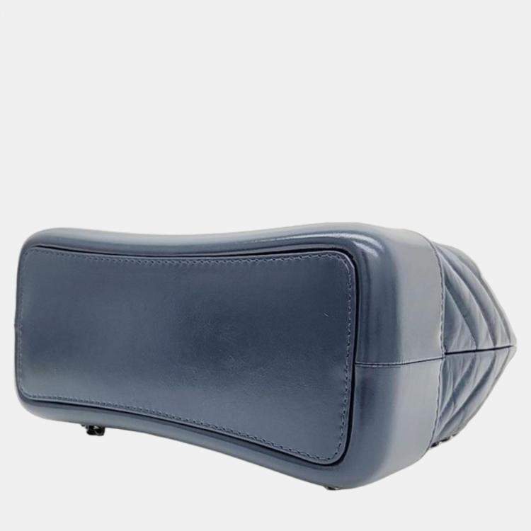 Pre Owned Chanel Blue Leather Small Chevron Gabrielle Backpack