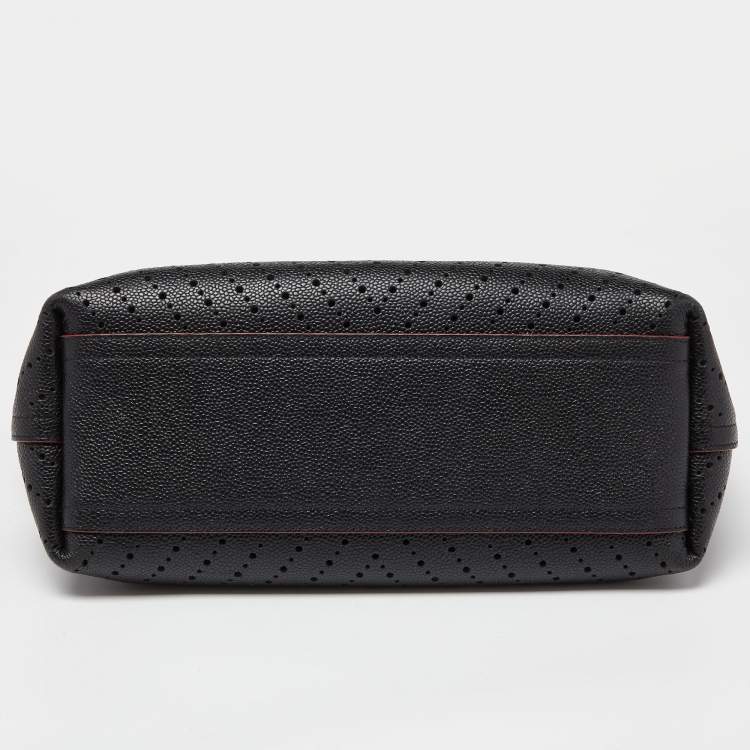 Pre Owned Chanel Black Perforated Caviar Leather Medium Shopper Tote