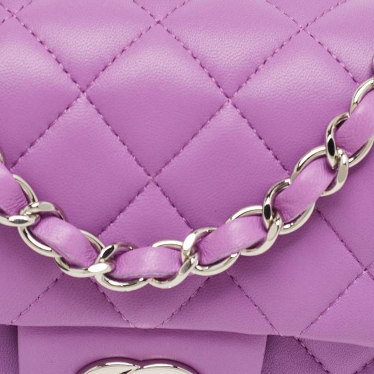 Pre Owned Chanel Purple Quilted Leather New Mini Classic Single Flap Bag