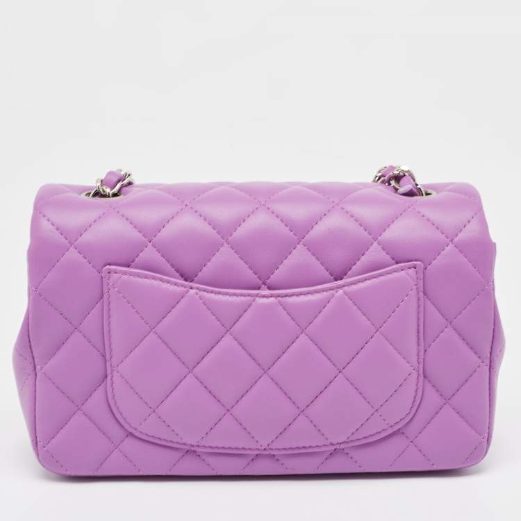 Pre Owned Chanel Purple Quilted Leather New Mini Classic Single Flap Bag