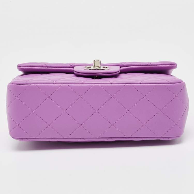 Pre Owned Chanel Purple Quilted Leather New Mini Classic Single Flap Bag