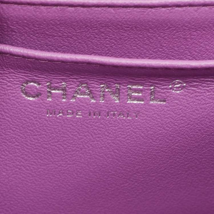 Pre Owned Chanel Purple Quilted Leather New Mini Classic Single Flap Bag