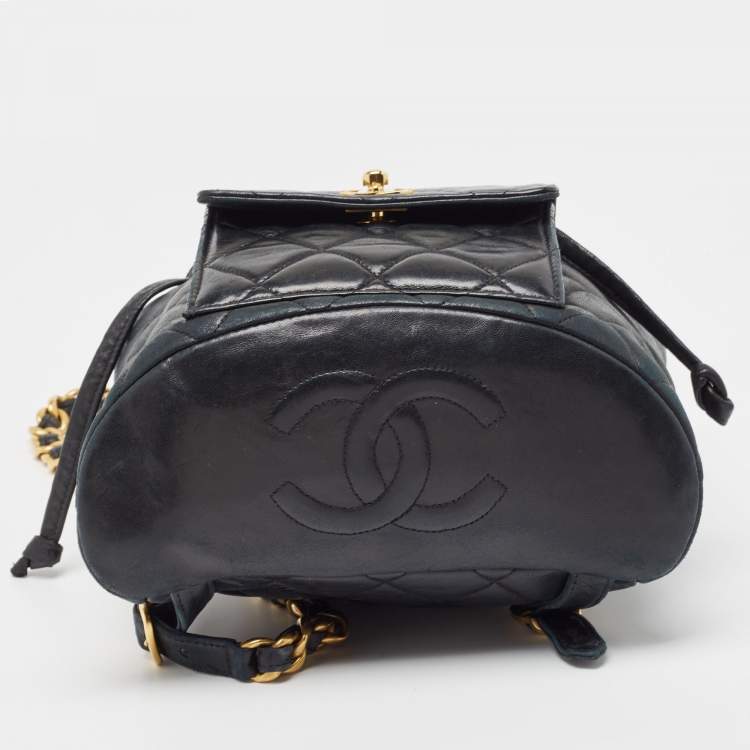 Pre Owned Chanel Black Quilted Leather Vintage Duma Backpack