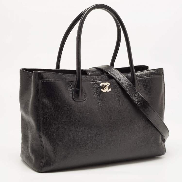 Pre Owned Chanel Black Leather Cerf Shopper Tote