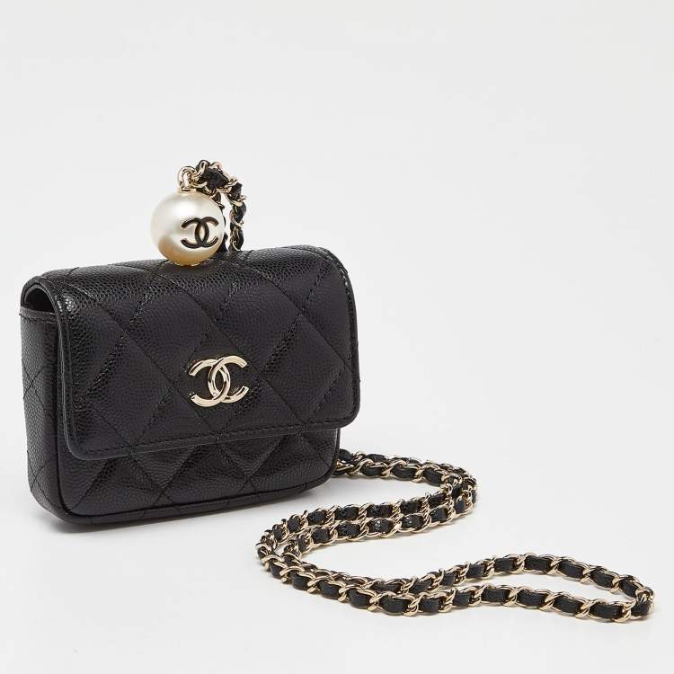Bag purse CHANEL black returned Sheepskin and leather - VALOIS VINTAGE PARIS