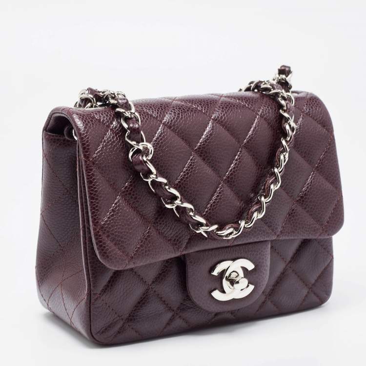 Pre Owned Chanel Dark Brown Quilted Leather Mini Square Classic Single Flap