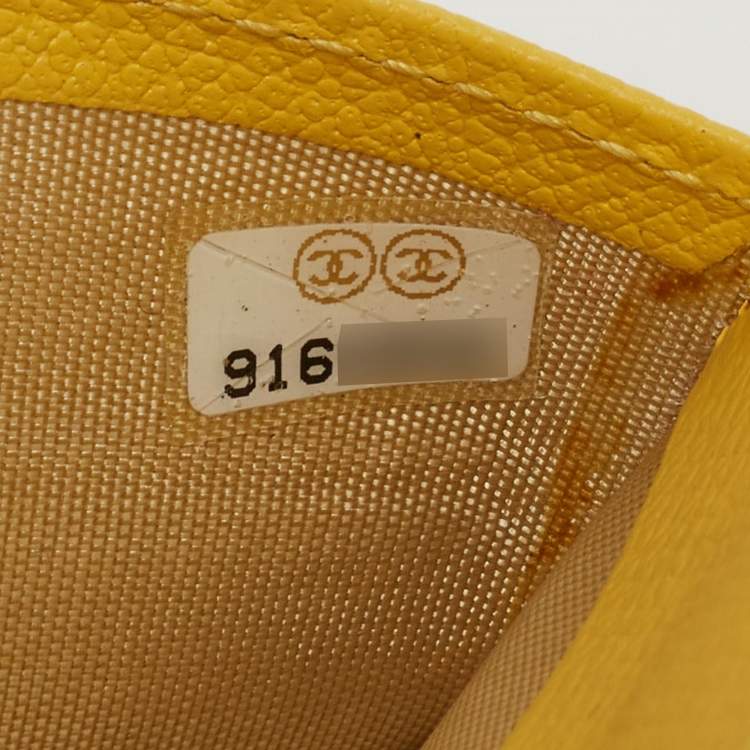 Pre Owned Chanel Yellow Leather CC Flap French Continental Wallet