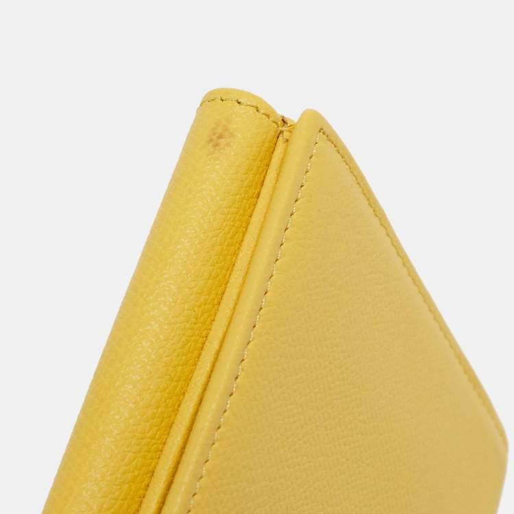 Pre Owned Chanel Yellow Leather CC Flap French Continental Wallet