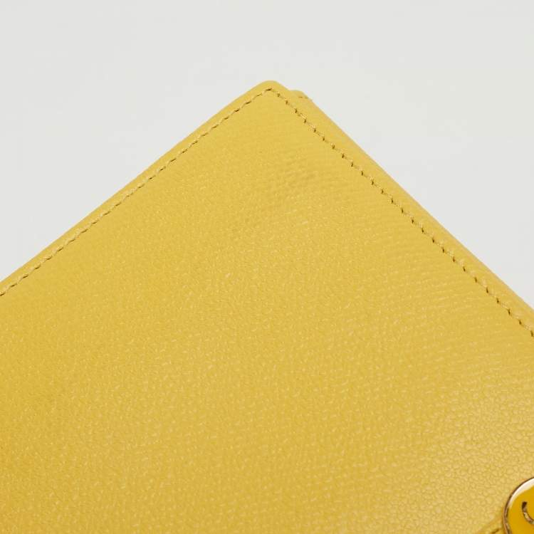 Pre Owned Chanel Yellow Leather CC Flap French Continental Wallet