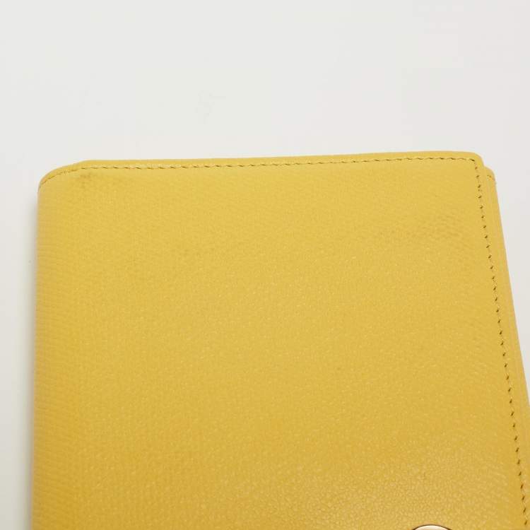 Pre Owned Chanel Yellow Leather CC Flap French Continental Wallet
