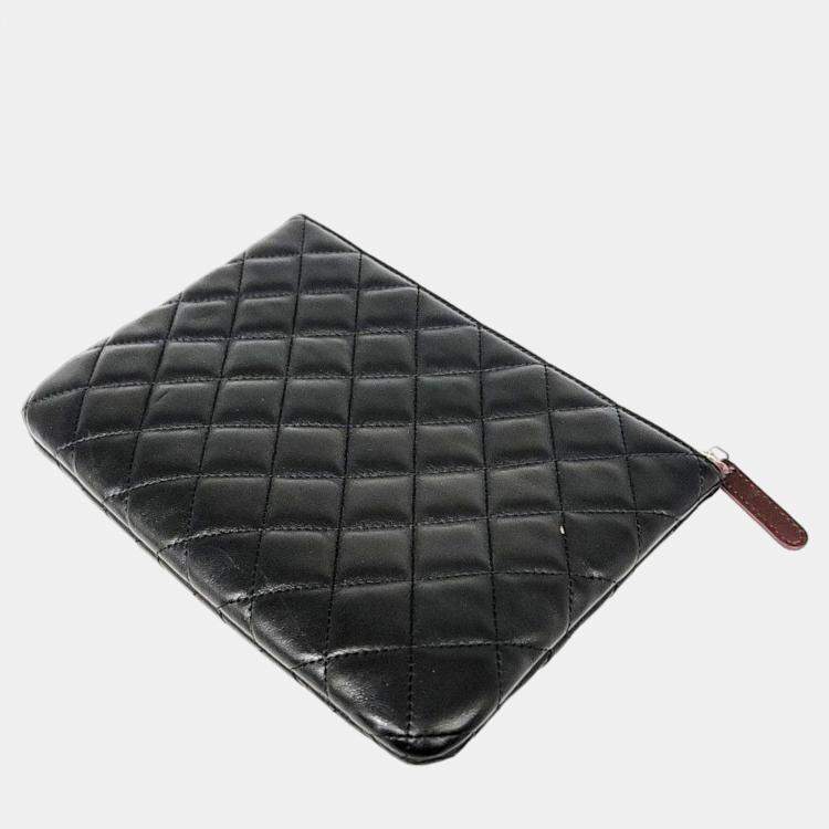 Pre Owned Chanel Black Lambskin Clutch Small